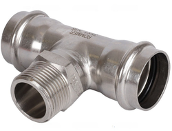 Тройник-переходник ROMMER ВПр-НР, 35х1, из нержавеющей стали прессовой