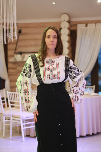 Подгрудный сарафан с воланом (чёрная крапива)