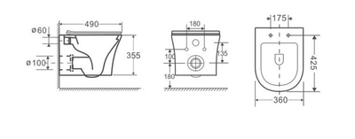 Унитаз подвесной Cerutti SPA ADIGE Aria MB схема