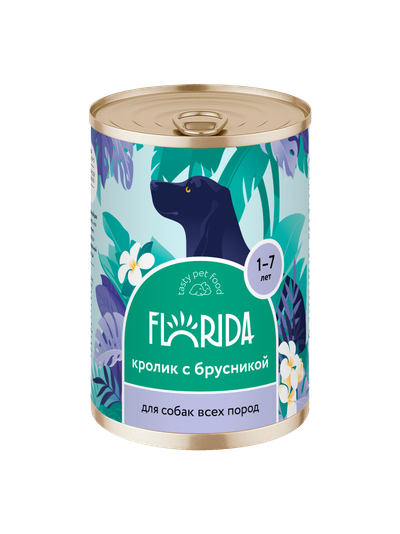 Florida (Флорида) влажный корм (консерва) для собак с кроликом и брусникой, 400 г