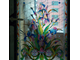Витражная пленка, витражная пленка самоклеющаяся под заказ,пленочный витраж флора с голубыми ирисами