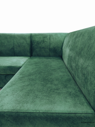 Кухонный Угловой диван "Форум-8Б" Стандартный Велюр, Зеленый, правый