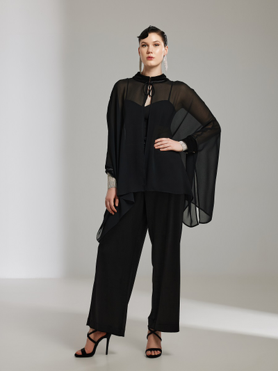 Вечерний полупрозрачный топ - накидка