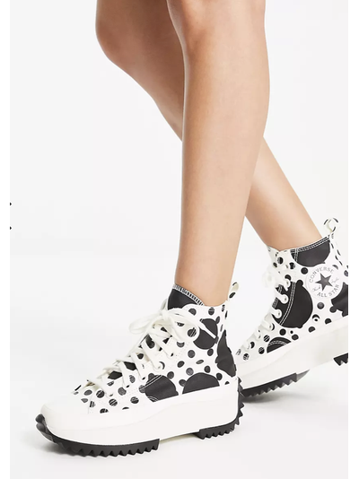 Кеды Converse Run Star Hike Platform Polka Dots Черно-Белые высокие
