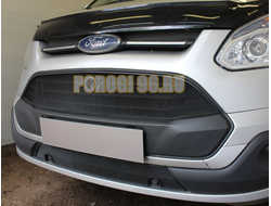 Защита радиатора Ford Tourneo Custom 2012- black верх (18 см)