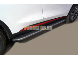Пороги алюминиевые с пластиковой накладкой (карбон серые) 1720 мм ТСС для Changan CS75 plus 2WD 1.5T 2023-