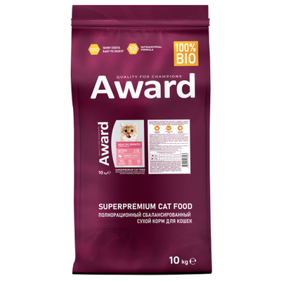AWARD (Авард) Healthy growth, сухой корм для котят, Индейка с курицей, 10 кг