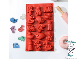 Форма силиконовая для выпечки Доляна «Сказка. Детское воображение», 30×17,5 см, 15 ячеек, цвет МИКС