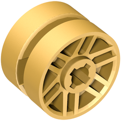 Wheel 14mm D. x 9.9mm with Center Groove, Fake Bolts and 6 Double Spokes, Pearl Gold (11208 / 6268401)