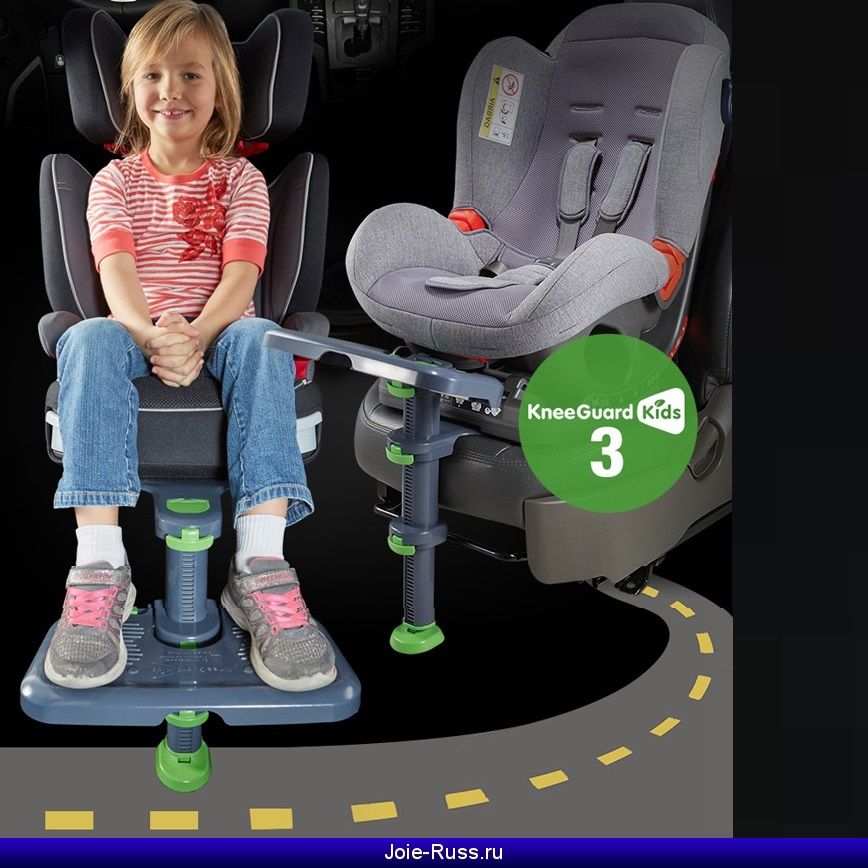 KneeGuard Kids фиксируется на сидении автомобиля как на крепление Isofix, так и без него