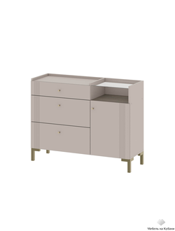 Одетта Комод с ящиками и створкой (КМ1)  Дуб Эндгрей/Меланж