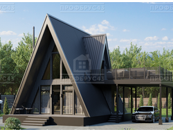 A-FRAME 75 м2, с террасой 38,68м2