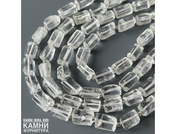 Горный хрусталь угловатые мятые цилиндры фри-форм 7,7-11,2Х8,2-14,1 мм, цена за нить 18 см