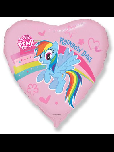Фольгированное сердце с гелием "Пони Радуга" 46см