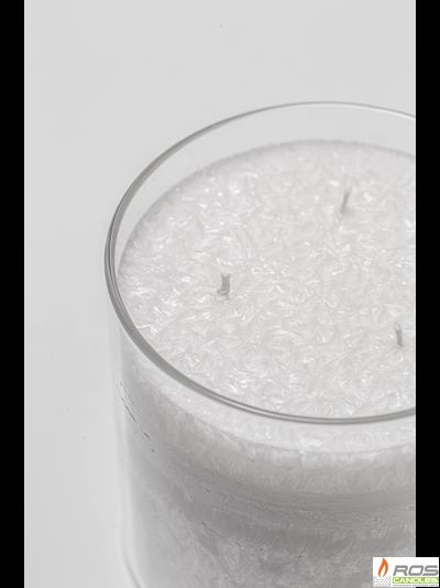 Новогодняя свеча заливная белая с крышкой 10*10см