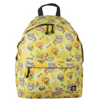 Рюкзак BRAUBERG универсальный, сити-формат, желтый, "Совушки в цветах", 20 литров, 41х32х14 см, 226405