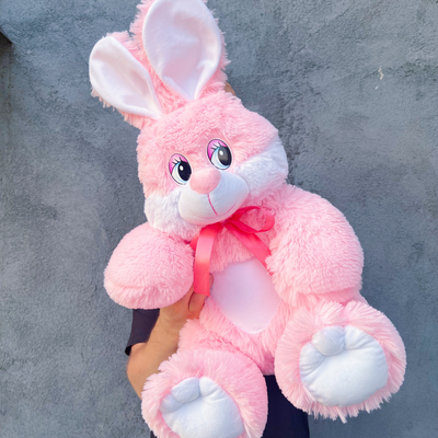 Плюшевый заяц 75 см розовый
