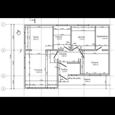Одноэтажный каркасный дом с двумя спальнями 62м² (SK19)