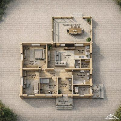 «Астерия»  12,69 х 9,6 м — 120,96 м²