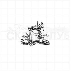 Штамп ведерко с цветами, савочек и грабельки