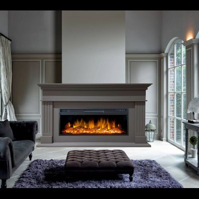 Линейный электрокамин Бруно GR с очагом Vision 42 LOG LED