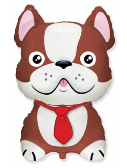 Фольгированный шар с гелием "Бульдожка" коричневый 71см