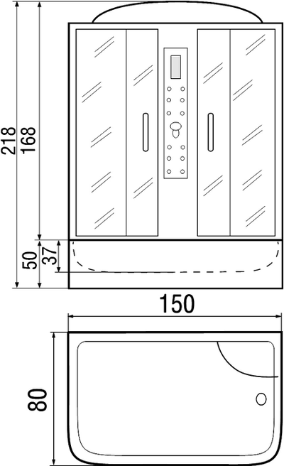 Душевой бокс River Dunay 150/80 ТН