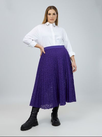 Купить длинную юбкку из гипюра фиолетового ии черного цвета в интернет-магазине XLady