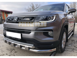 Защита переднего бампера двойная с перемычками d60/42 для для Changan CS35 Plus (2019-...)