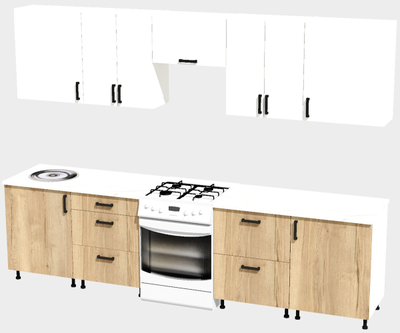 Кухня Эконом 2,4 метра (1200х1200) Цвет: Белый/Дуб Вотан