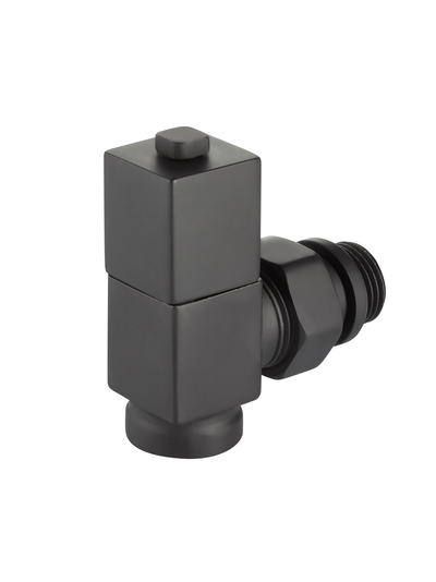 Набор дизайн-вентилей Royal Thermo CUBE, угловой (чёрный) 1/2"