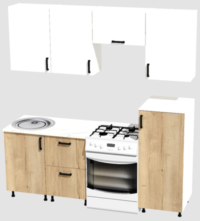 Кухня Эконом 1,5 метра с полуколонкой (1000х500) Цвет: Белый/Дуб Вотан