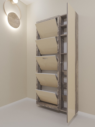 Обувница Айрон-5 Дуэт (фасад стекло капучино)