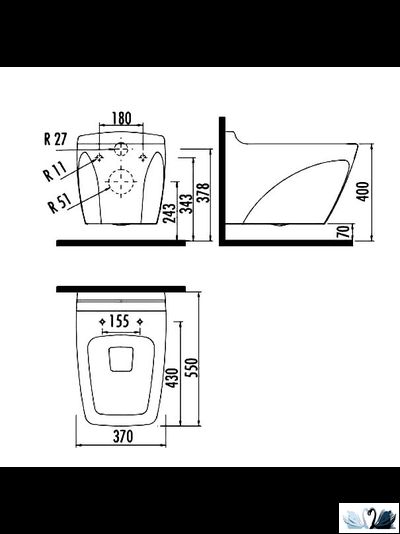 Чаша унитаза Creavit Bull BL320.00100 подвесная. Природный дизайн Голова быка