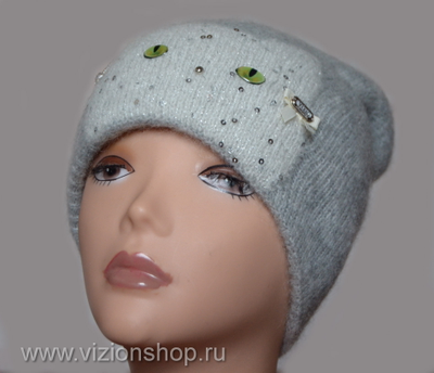 итальянская шапка с кошкой вязаная женская Визио купить Орел фото