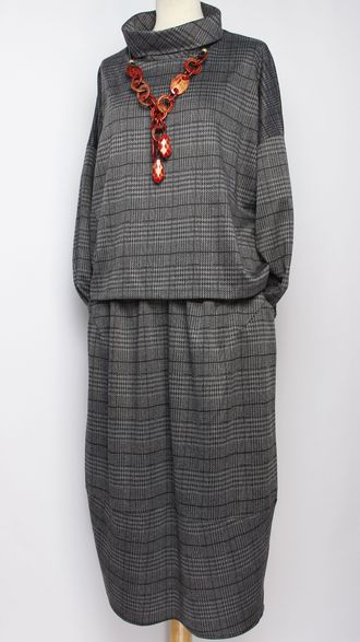 КОСТЮМ БОХО "КИМОНО клетка1 " т.серый р.50-56