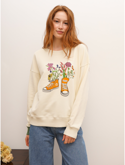 ЖЕНСКИЙ СВИТШОТ СВЕТЛЫЙ "ЦВЕТОЧНЫЕ КЕДЫ"