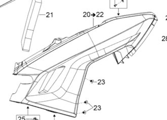 Панель нижняя левая черная оригинал BRP 502007198 для BRP LYNX/Ski-Doo (Black Bottom Pan Ass'y, LH)