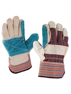 Перчатки комбинированные ткань - спилок, усиленные, "Докер"