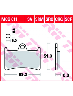 Тормозные колодки TRW MCB611 для Yamaha (Organic Allround)