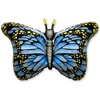 Фольгированная цифра с гелием "Волшебная бабочка" голубая