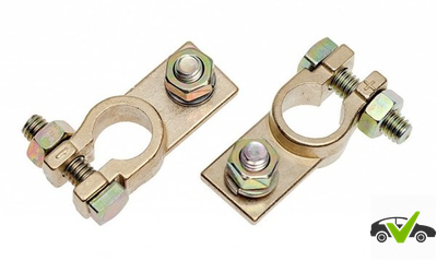 Комплект клемм АКБ медь, винт и гайка 8мм