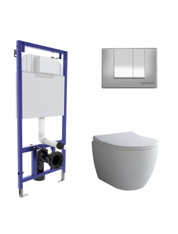 Комплект BERGES: инсталляция NOVUM, кнопка S3 хром глянец, унитаз OKUS, сиденье дюропласт Toma Slim SO, микролифт, быстросъем