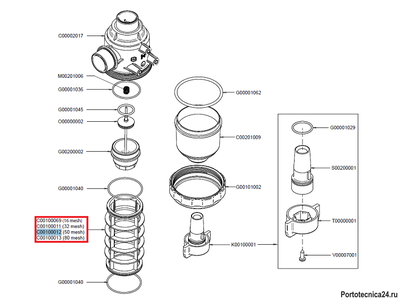 Фильтрующий элемент 50 меш, син. (замена K00100030)