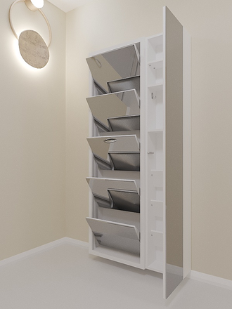 Обувница Айрон-5 Дуэт (фасад зеркало)