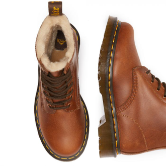 Зимние ботинки Dr. Martens 1460 с мехом коричневые в Астрахани (36-45)