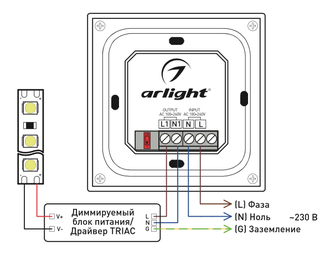 Панель Arlight SMART-P37-DIM-IN  (230V, 1.5A, TRIAC, Rotary, 2.4G) (Белый/Чёрный)