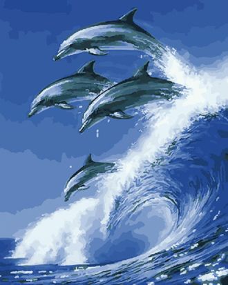 Картина по номерам 40х50 GX 23080 Дельфины на волне