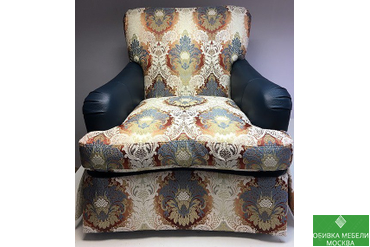 Перетяжка кресла комбинированная обивка кожа+ткань 
☎