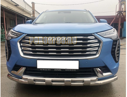 Защита переднего бампера двойная с перемычками d60/42 для Haval Jolion 2021-